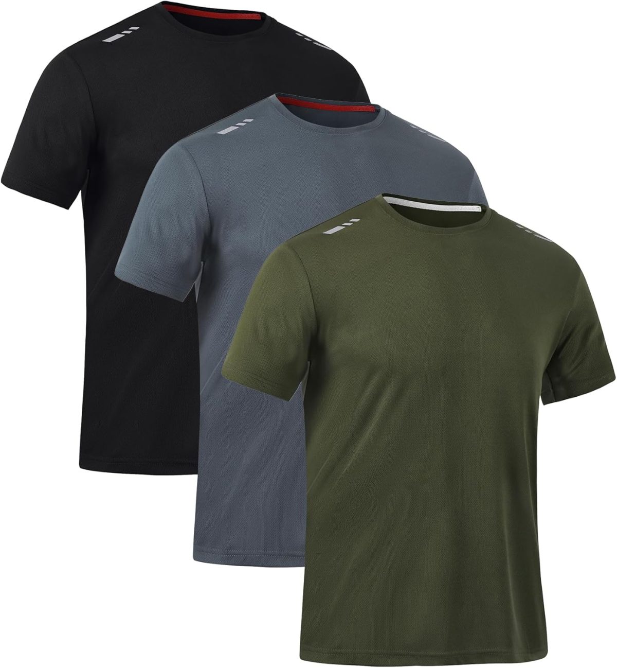 Zoofly Mens Tshirt 3 Pack Gym Workout T Shirts Quick Dry Sports T-Shirt Crew Neck Short Sleeve Athletic T Shirt