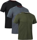 Zoofly Mens Tshirt 3 Pack Gym Workout T Shirts Quick Dry Sports T-Shirt Crew Neck Short Sleeve Athletic T Shirt