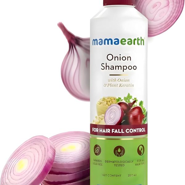 Mamaearth Onion Shampoo for Hair Growth and Hair Fall Control with Onion Oil and Plant Keratin 250 ml