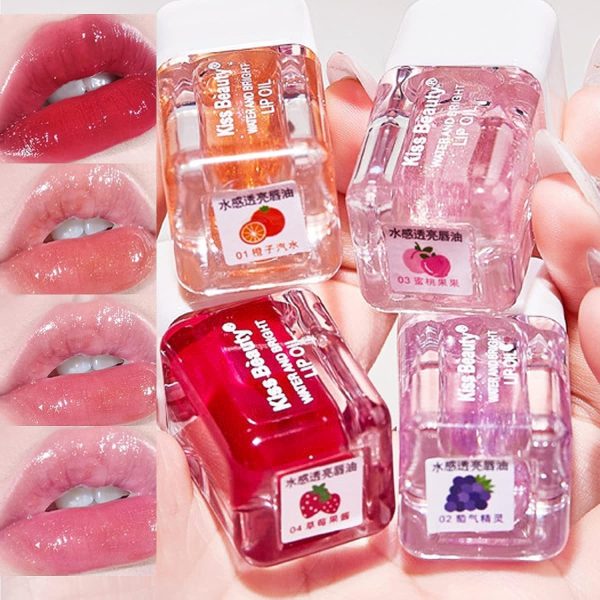 SYOSI 4 PCS Plumping Lip Oil Set, Hydrating Gloss Tinted Long Lasting Natural for Lip Care