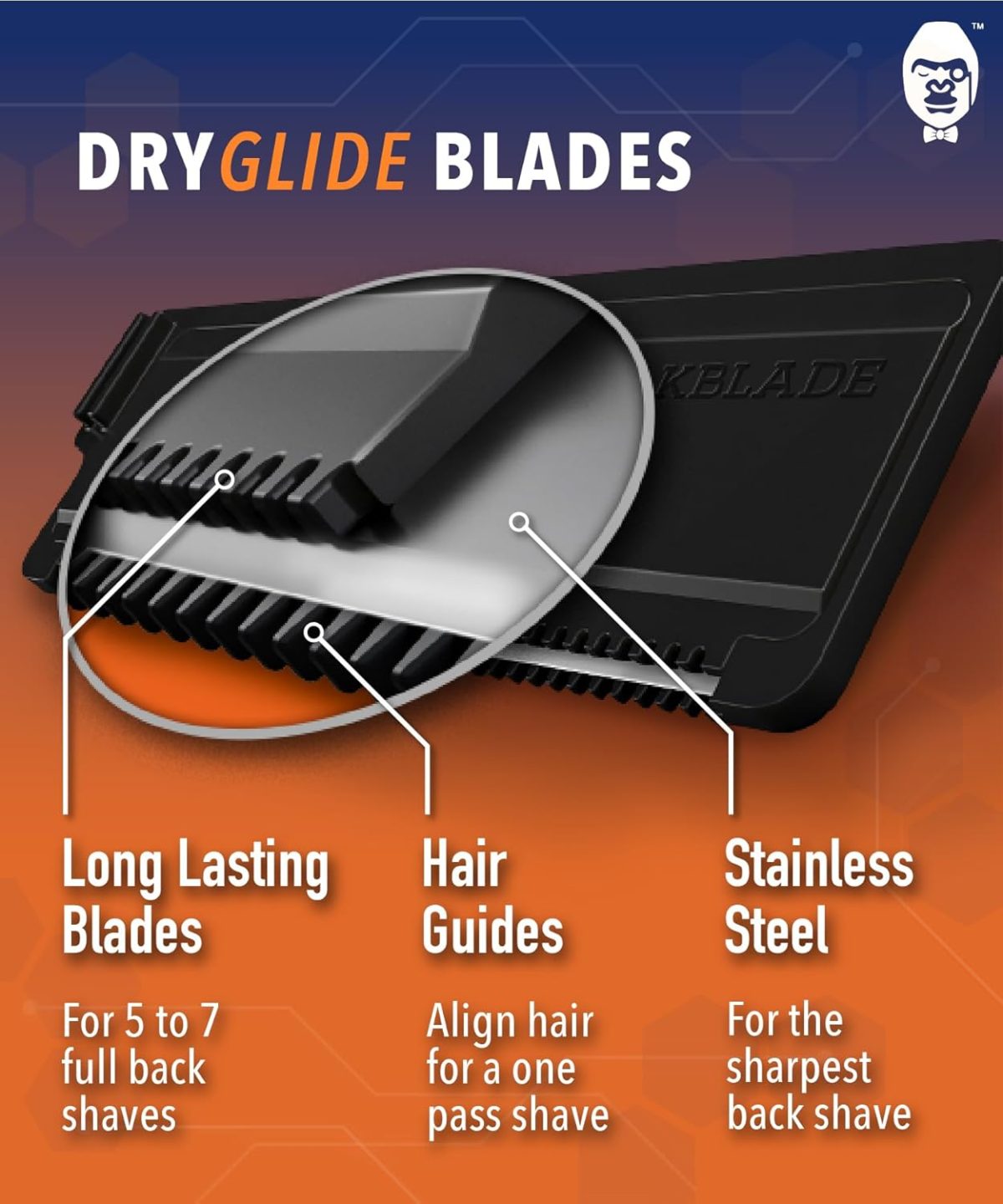 ⁦BAKblade 2.0 Refill Cartridges - Back Hair & Body Shaver Refill Replacement Cartridges. 4ââ‚¬Â Extra-Wide Wet or Dry Disposable Razor Blades (6-Pack)⁩ - الصورة ⁦3⁩