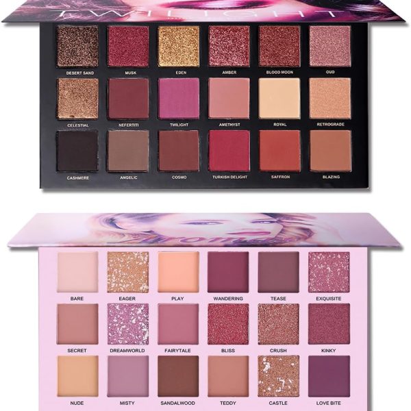 CHARMCODE 2Pcs Twilight Dusk + Aromas Nude Eyeshadow Palette Makeup Set, Matte Shimmer Glitter Pressed Pearl All Highly Pigmented Blending Powder, Natural Velvet Texture Eye Shadow Kit