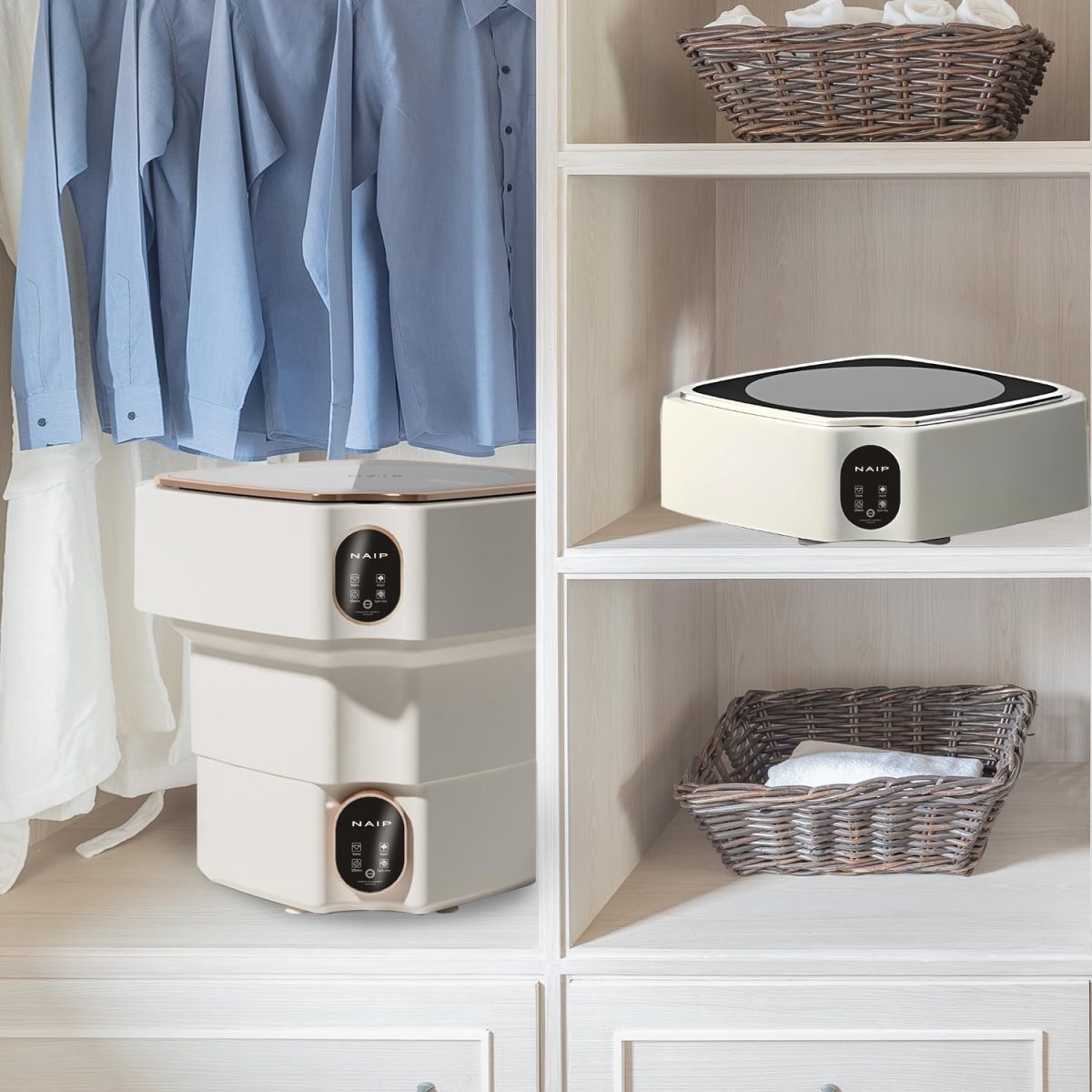 ⁦Portable Washing Machine,13L Mini Washer with Noise Cancellation and Drying Feature, Travel Foldable Washing Machine with Blue Light Sterilizer for Underwear, Socks, and Baby Clothes.⁩ - الصورة ⁦6⁩
