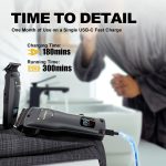 ⁦SUPRENT Hair Clippers for Men Professional, USB-C Rechargeable Cordless Clippers for Hair Cutting, Mens Hair Clippers and Trimmer Kit for Barber with LED Display for Barbers & Home Use (Gray)⁩ - الصورة ⁦7⁩