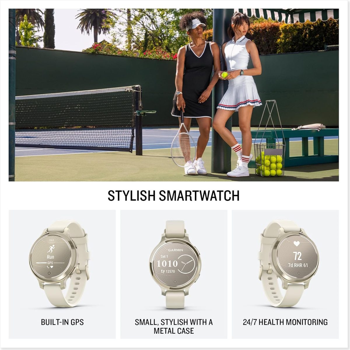 ⁦GARMIN LILY 2 ACTIVE LUNAR GOLD WITH BONE SILICONE BAND⁩ - الصورة ⁦2⁩
