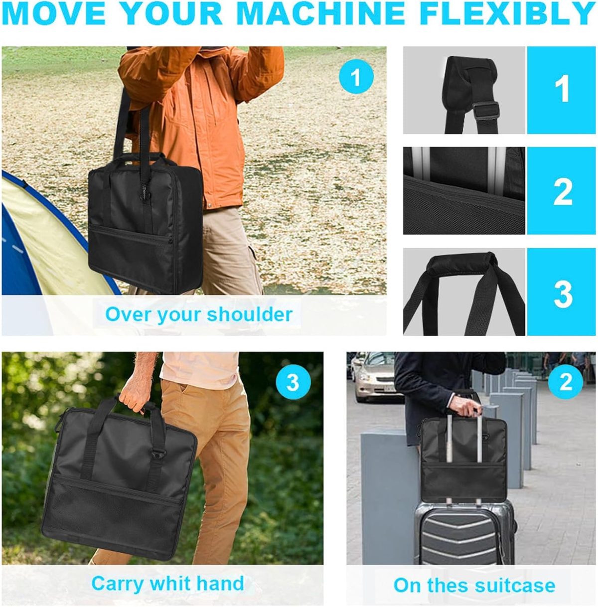 ⁦Jectse Slushie Machine Travel Bag, Oxford Cloth Portable Storage Bag with Shoulder Strap, Large Capacity Outdoor Drink Maker, Easy Carry for Cords, Straws, and Cup Lids⁩ - الصورة ⁦5⁩