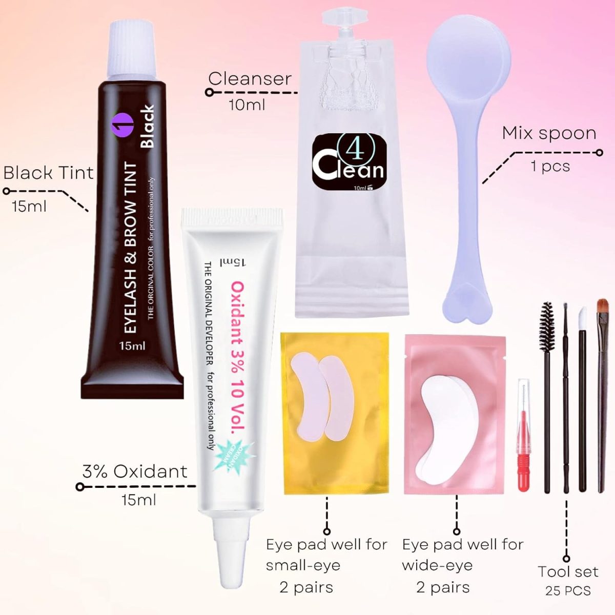 ⁦Libeauty Black Lash Tint Kit, Keratin Black Eyelash Dye and Eyebrow Tint, 6 Week Voluminous Brow Tint, Tinting Look For Lash Perm/Lift/Lamination Treatment (Black Eyelash Tint Kit Only)⁩ - الصورة ⁦9⁩
