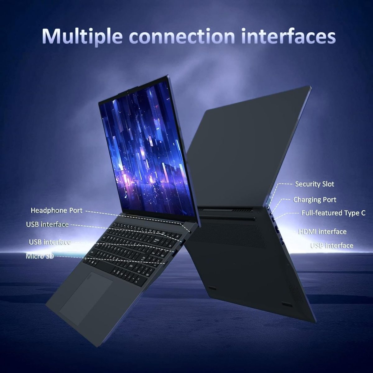 ⁦16 Inch Laptop Computer - AMD Ryzen 3 3250U Processor (2C/4T, up to 3.5GHz), 1920×1200 FHD IPS Display, 8GB RAM 512GB SSD, Fingerprint,Backlit Keyboard,1MP Webcam, Type-C, Laptops for Business Student⁩ - الصورة ⁦7⁩
