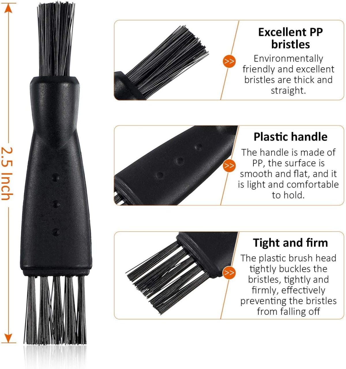 ⁦MAKINGTEC 8 Pieces Shaver Brush Razor, Cleaning Brush Electric Double Sided, Trimmer Shaver Brush Cleaner Set, Nylon Bristles PP Handle⁩ - الصورة ⁦4⁩
