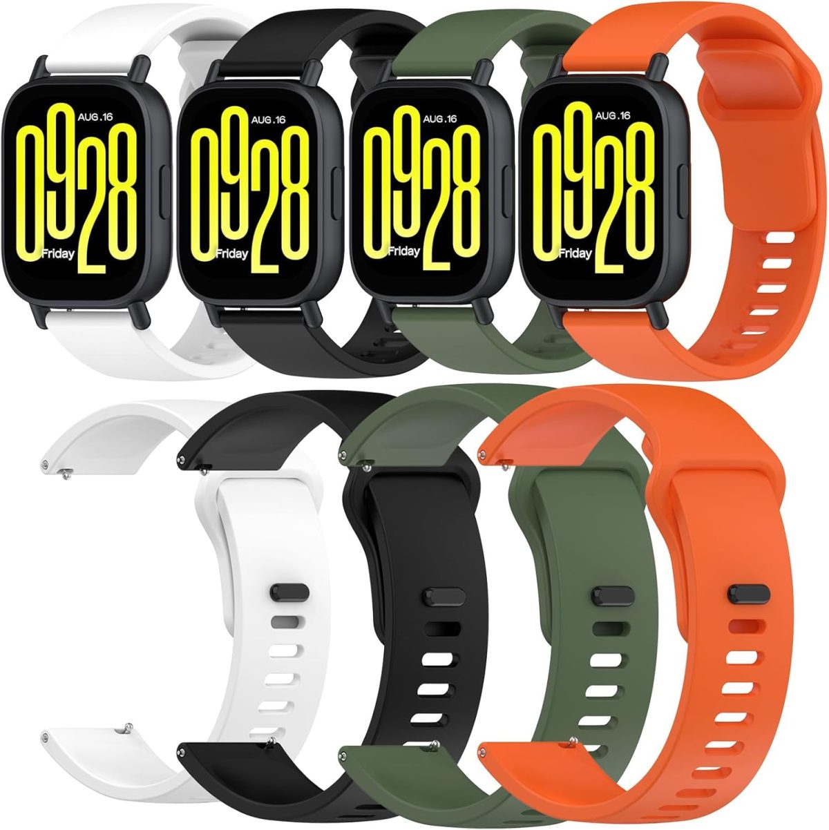 4 Pcs Silicone Strap Compatible with Xiaomi Redmi Watch 5 Active/5 Lite Women's Straps, Replacement Strap for Redmi Watch 5 Active/5 Lite