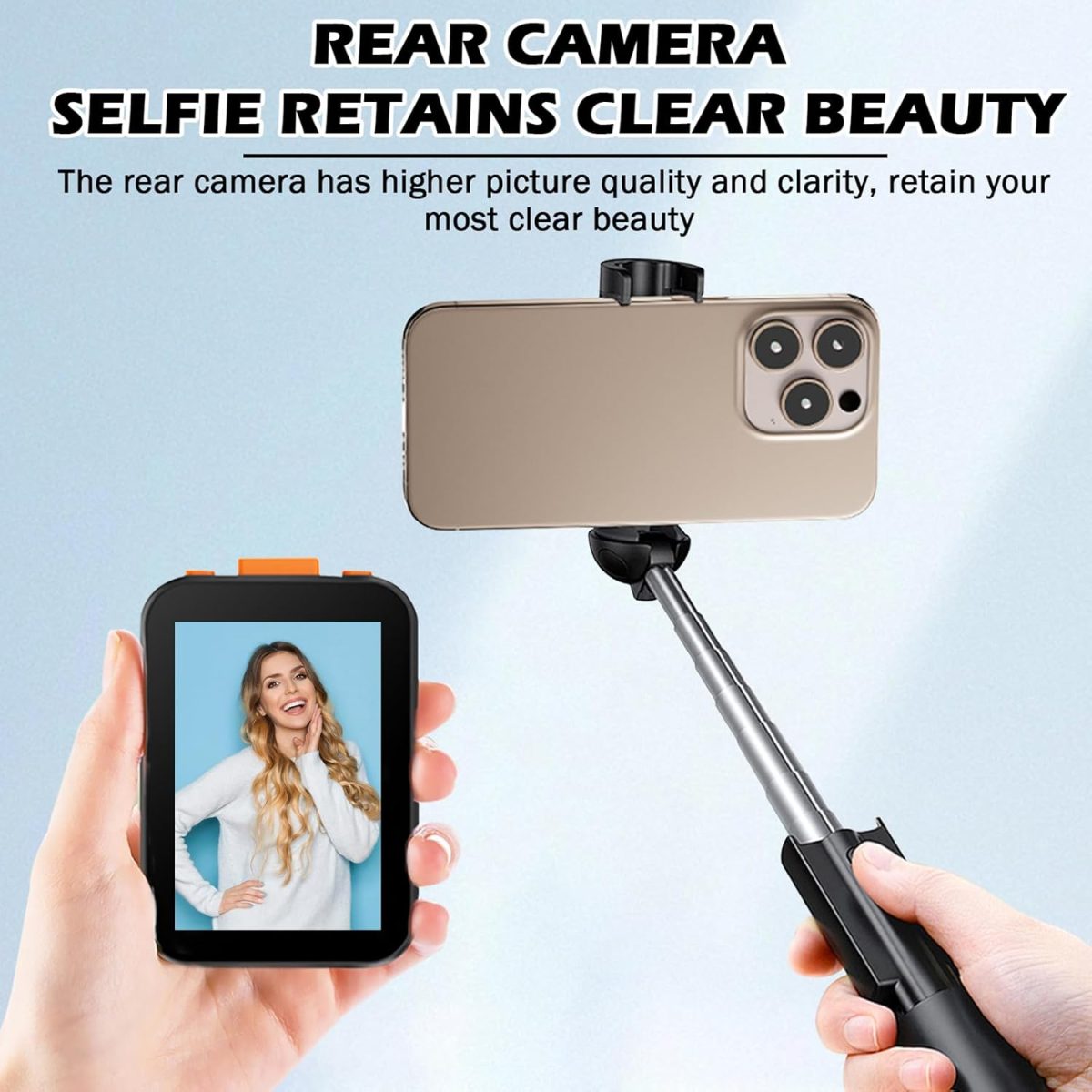 ⁦Otufan Selfie Monitor Screen for iPhone, with Speaker, Wireless Recording, Using Phone Rear Camera for Selfie Vlog, Live Streaming, TikTok, Screen Sharing, 2in (No Clip Black)⁩ - الصورة ⁦6⁩