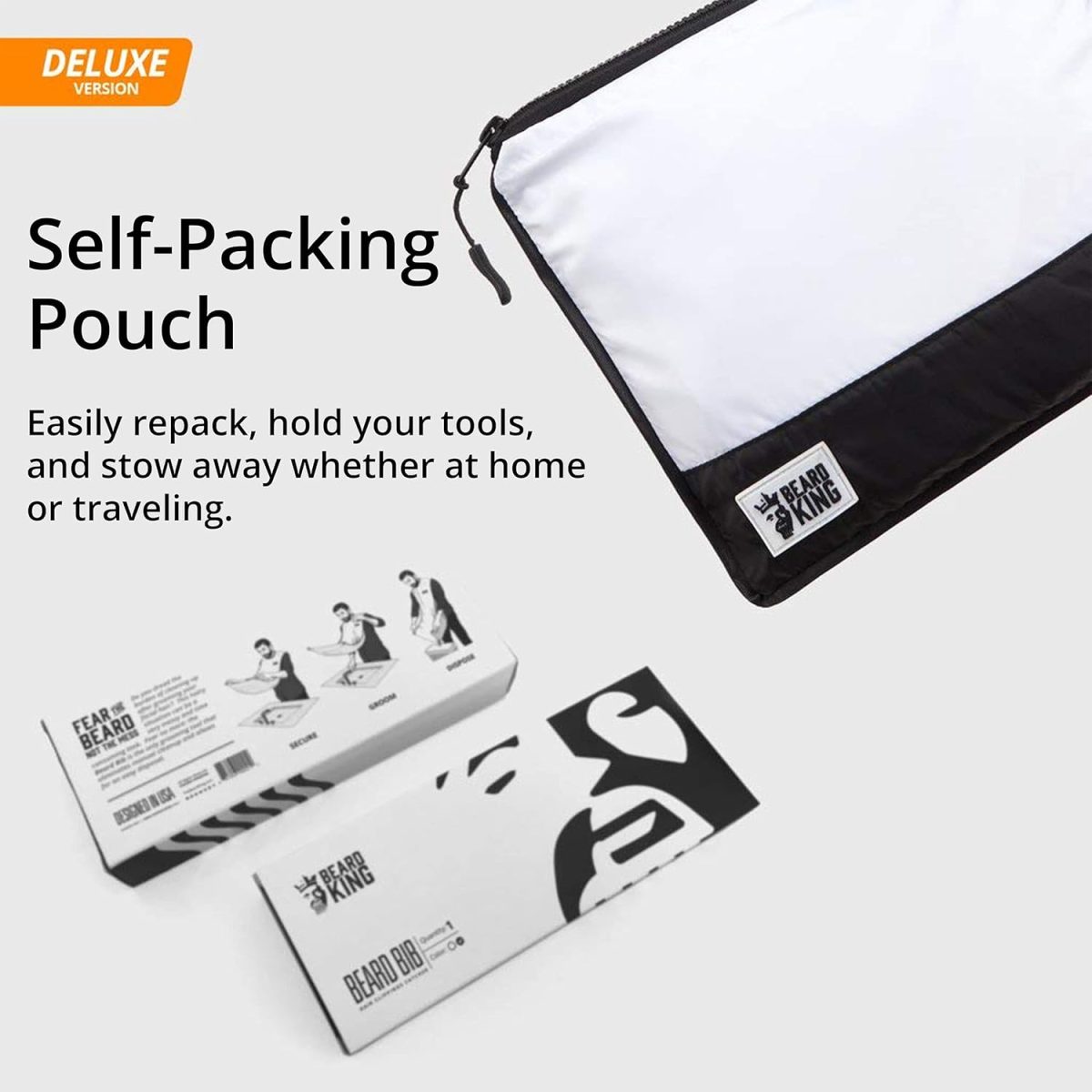 ⁦Beard King Beard Bib Hair Catcher - Mens Apron for Shaving, Shaping, Trimming, Grooming⁩ - الصورة ⁦8⁩