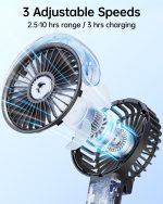 ⁦SWEETFULL Portable Misting Fan - 180 Foldable Handheld Personal Fan with Mist Spray, 3 Speeds, 30ml Water Tank, USB Rechargeable for Travel, Outdoors, Makeup, Camping, Home, and Office Use⁩ - الصورة ⁦3⁩