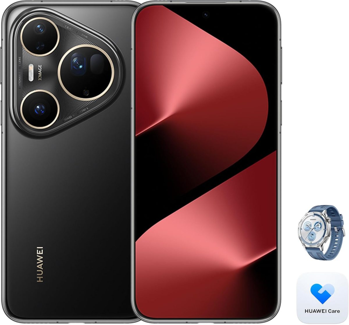 ⁦HUAWEI Pura 80 Ultra Smartphone 16GB+512GB, Dual Telephoto Camera, 1" Ultra Lighting HDR Camera, AI Noise Cancel, 5170 mAh Battery & SuperCharge, Extra WATCH GT 5 46mm Smartwatch, HUAWEI Care+ (Black)⁩ - الصورة ⁦2⁩