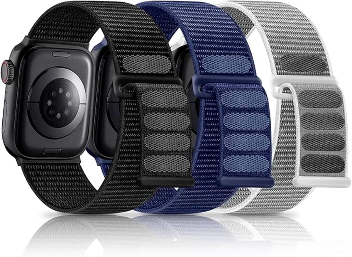Adjustable Nylon Sport Watch Bands for Apple Watch,Strap Breathable Woven Sport ，Nylon Strap for Apple Watch Series 10 Strap 9 8 7 6 5 4 3 SE/2(20MM), One Size, One Size, Acetate, Sapphire