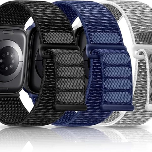 Adjustable Nylon Sport Watch Bands for Apple Watch,Strap Breathable Woven Sport ，Nylon Strap for Apple Watch Series 10 Strap 9 8 7 6 5 4 3 SE/2(20MM), One Size, One Size, Acetate, Sapphire