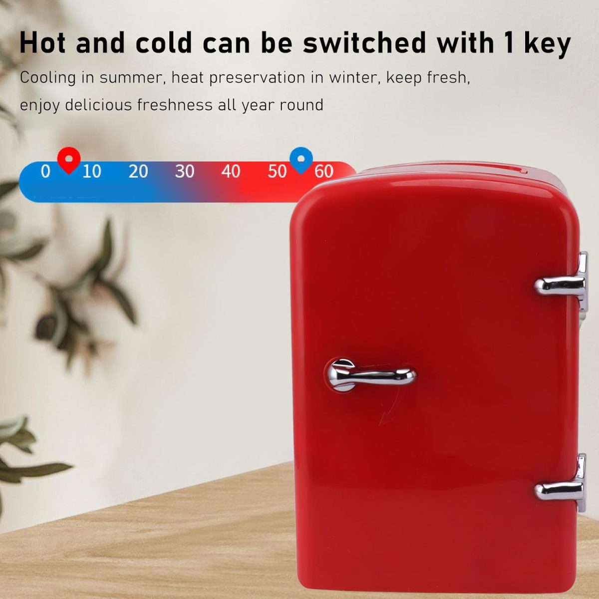 ⁦fannay 4L Mini Fridge, 36W DC12V Portable Cooler and Warmer with AC DC Adapters, Multifunctional Travel Small Refrigerator for Food, Drinks, Skin Care, Beauty, Breast Milk (Red)⁩ - الصورة ⁦2⁩