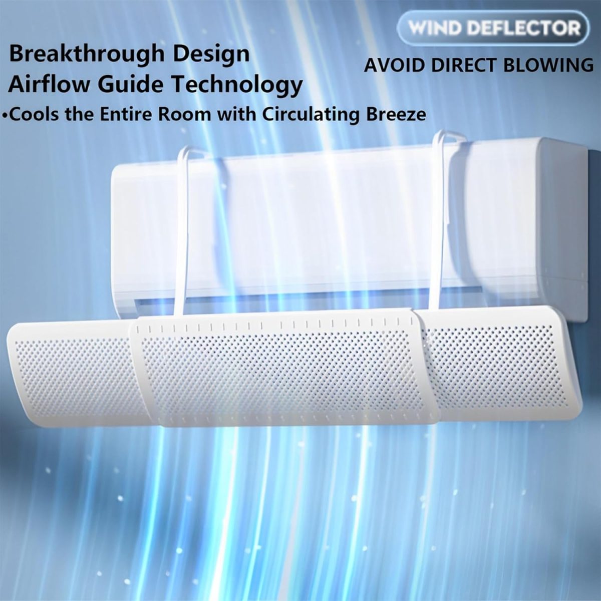 ⁦Gorgeskid Wind Deflector Adjustable Air Conditioner Deflector - Universal Fit, No-Drill Mount, Stops Direct Blowing for Baby/Elderly/Pregnancy, Summer & Winter Use, White ABS Panel (56-92cm)⁩ - الصورة ⁦2⁩