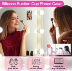 ⁦YRQX 2 Pack Silicone Suction Phone Case Mount, Silicon Adhesive Phone Stand Sticky for Cell Phone, Hands-Free Phone Accessories Holder for Selfies and Videos, Light Pink and White⁩ - الصورة ⁦6⁩
