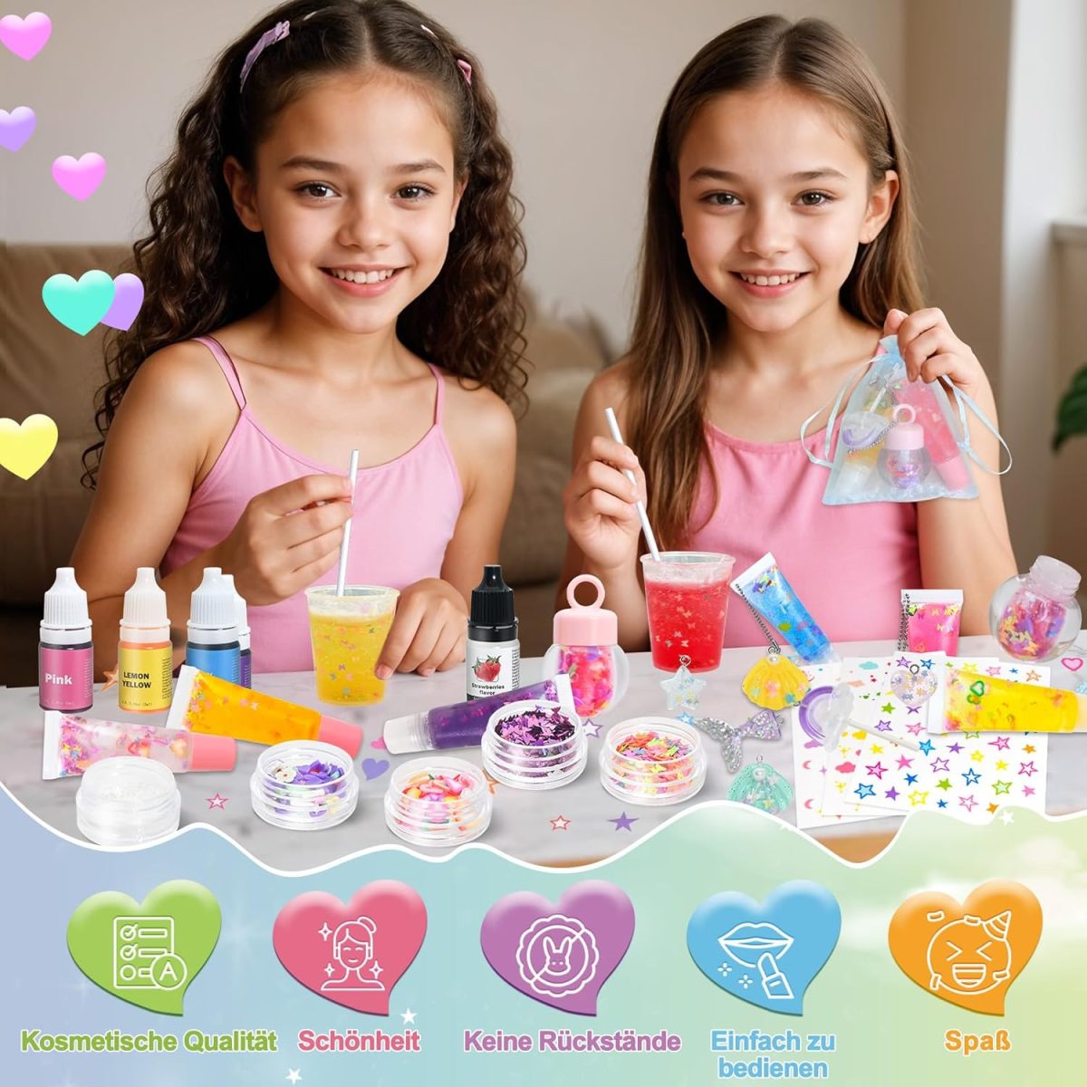 ⁦Make Your Own Lip Gloss, JUYRLE Lipstick Making Kit, Funny DIY Lip Gloss Set Girls Make Yourself, Non-Toxic Lip Gloss Cosmetic Make Up Gift for Women⁩ - الصورة ⁦3⁩