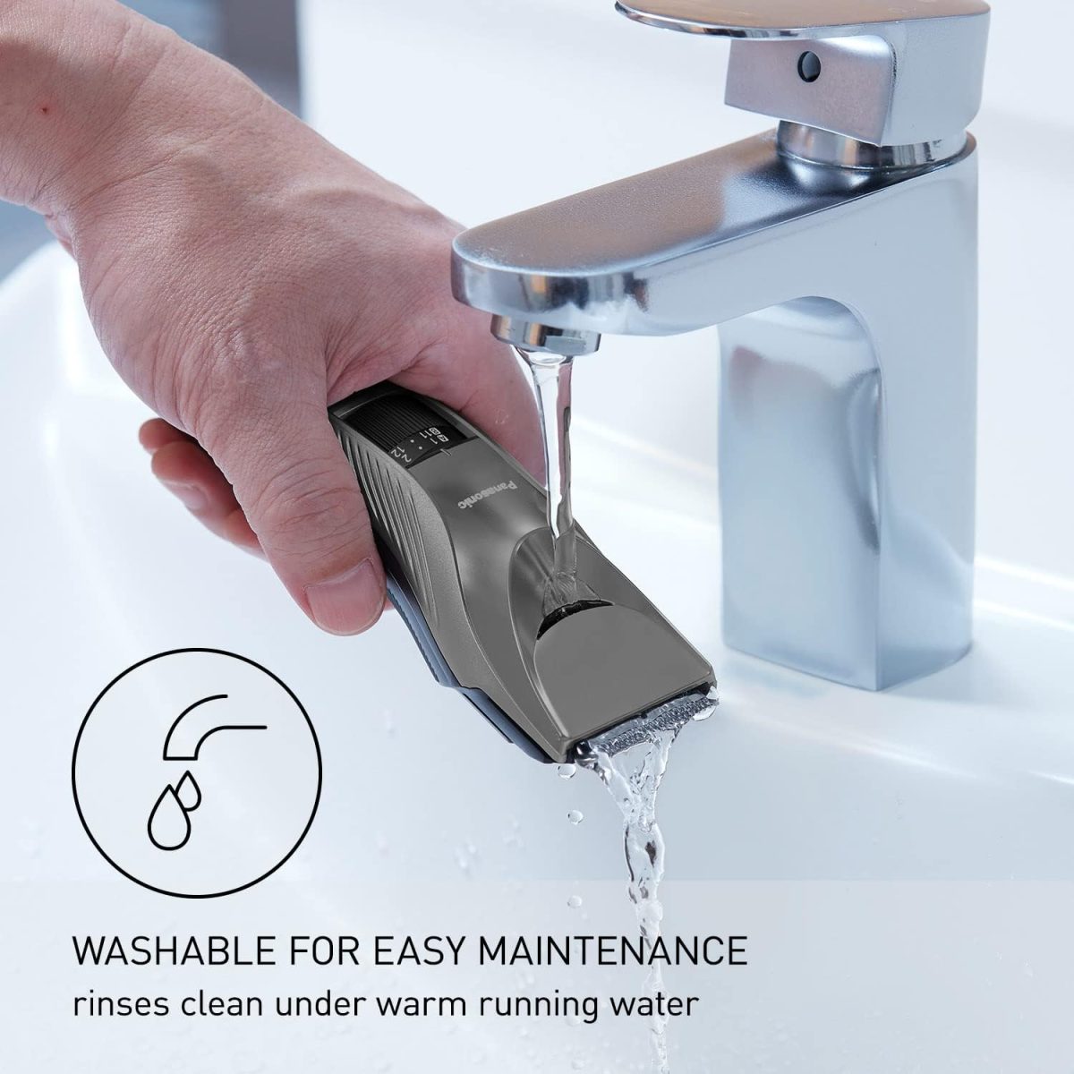 ⁦Panasonic Performance Hair Clippers with 2 Attachments and Adjustable Length Settings, Corded or Cordless Trimmer for Hair and Beard - ER-GC63-H (Silver)⁩ - الصورة ⁦5⁩
