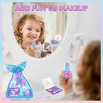 ⁦Townley Girl Mermaid Vibes Makeup Set with 8 Pieces, Including Lip Gloss, Nail Polish, Body Shimmer and More in Mermaid Bag, Ages 3+ for Parties, Sleepovers and Makeovers⁩ - الصورة ⁦4⁩