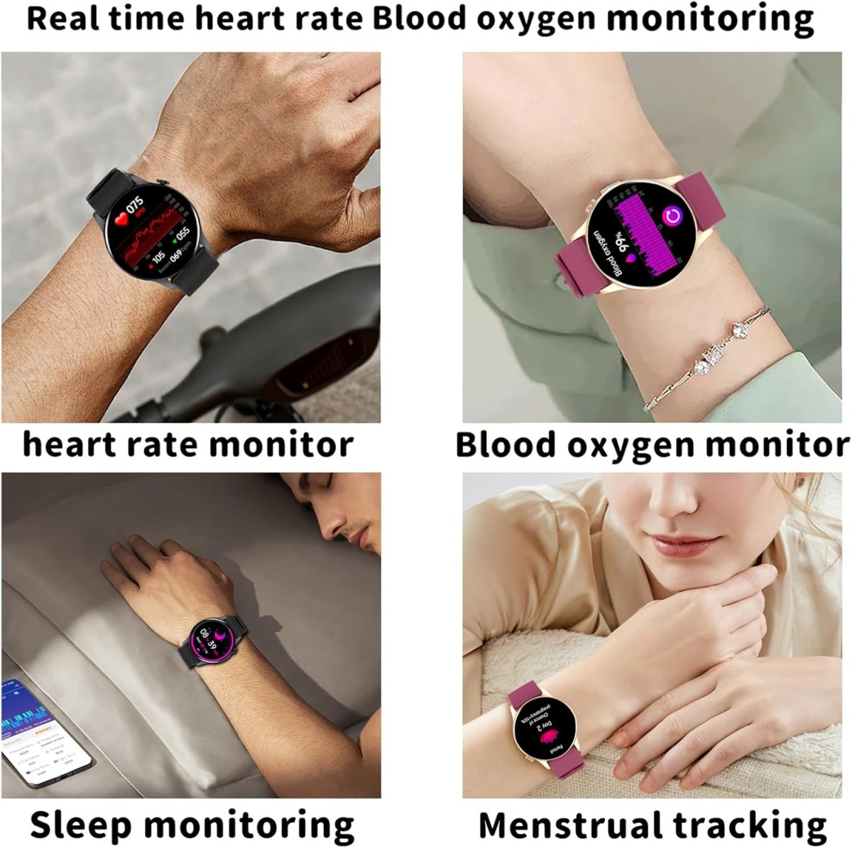 ⁦Smartwatch with Bluetooth Calls/Smart Notifications 1.43", Fitness Tracker with 100+ Sport Modes, Sleep/Stress Health Tracker, Compatible with Android & iOS (Beige)⁩ - الصورة ⁦7⁩