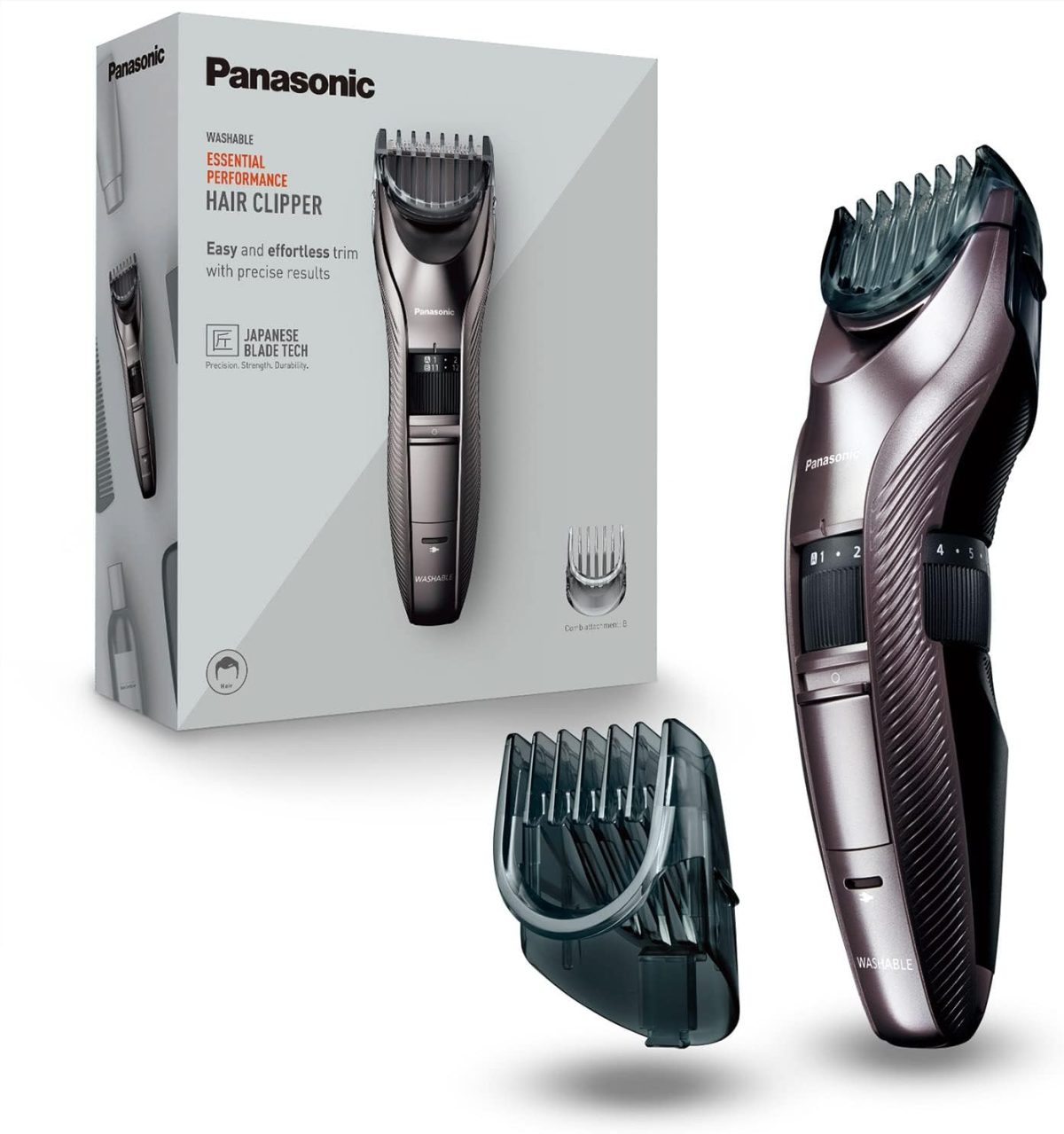 ⁦Panasonic Performance Hair Clippers with 2 Attachments and Adjustable Length Settings, Corded or Cordless Trimmer for Hair and Beard - ER-GC63-H (Silver)⁩ - الصورة ⁦12⁩