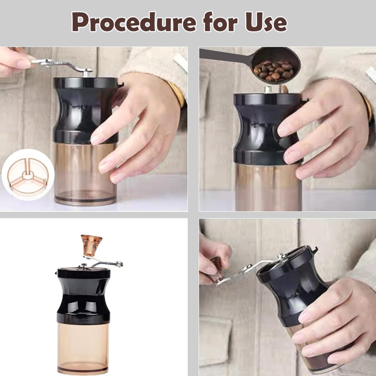 ⁦Winsoyya Coffee Maker Set, V60 Pour Over Drip Coffee Set, Outdoor Coffee Makers, Glass Pour Over Coffee maker, Manual Coffee Grinder Set-All in 1 Gift Bag, Travel Portable Pour Over Coffee Kit⁩ - الصورة ⁦5⁩