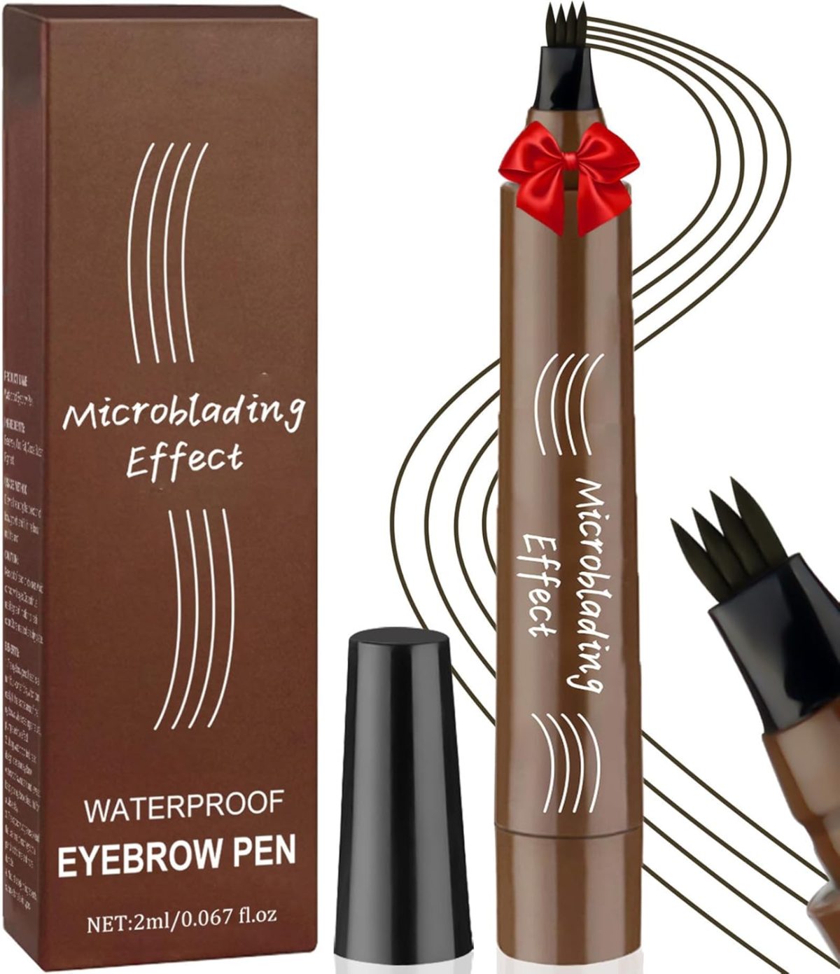 Hulami Eyebrow Pencil, Eyebrow Pen for Women Makeup, Magical Upgraded Eye Brow Pencils with 4 Fork Tip & Spoolie Brush for Natural-Looking Hair-Like Defined Brows, Last All-Day (Light Brown)