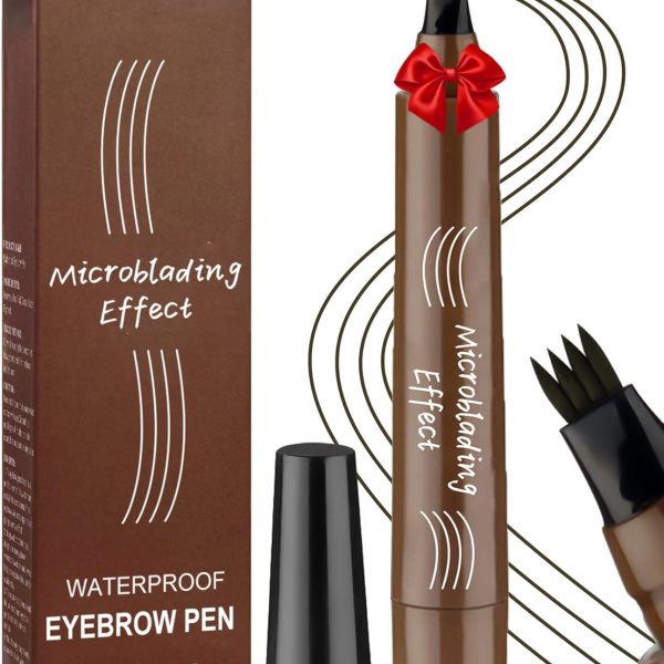 Hulami Eyebrow Pencil, Eyebrow Pen for Women Makeup, Magical Upgraded Eye Brow Pencils with 4 Fork Tip & Spoolie Brush for Natural-Looking Hair-Like Defined Brows, Last All-Day (Light Brown)