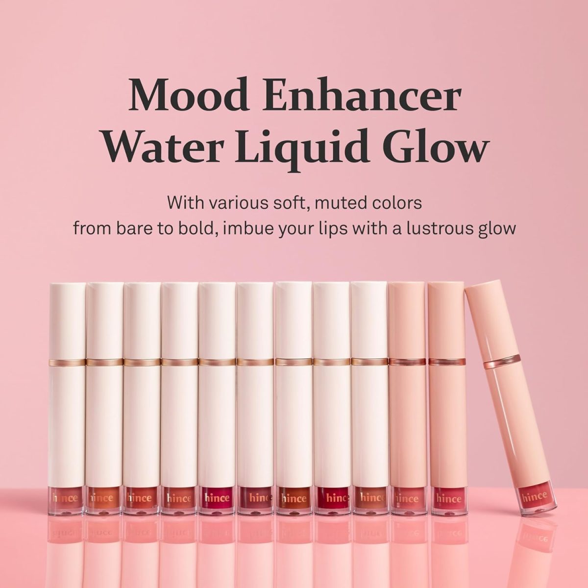 ⁦hince Mood Enhancer Water Liquid Glow - Non-Sticky & Waterproof Lip Stain for Women - Long Wearing Lip Gloss for Natural and Glass Glow - Moisturizing Liquid Makeup, 0.16 fl.oz. (RARE MOMENT)⁩ - الصورة ⁦2⁩