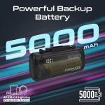⁦Promate Mini Power Bank, 5000mAh with 20W USB-C™ In/Out Foldable Connector, 12W Lightning Foldable Connector, LED Display, PowerUp-Duo (Black)⁩ - الصورة ⁦2⁩