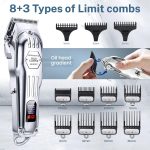 ⁦KIKIDO Hair Clippers Professional Cordless for Men, Barber Clippers for Hair Cutting Kit, Wireless LCD Display Hair Trimmers Set, Rechargeable Haircut Machine for Family (Sliver)⁩ - الصورة ⁦2⁩