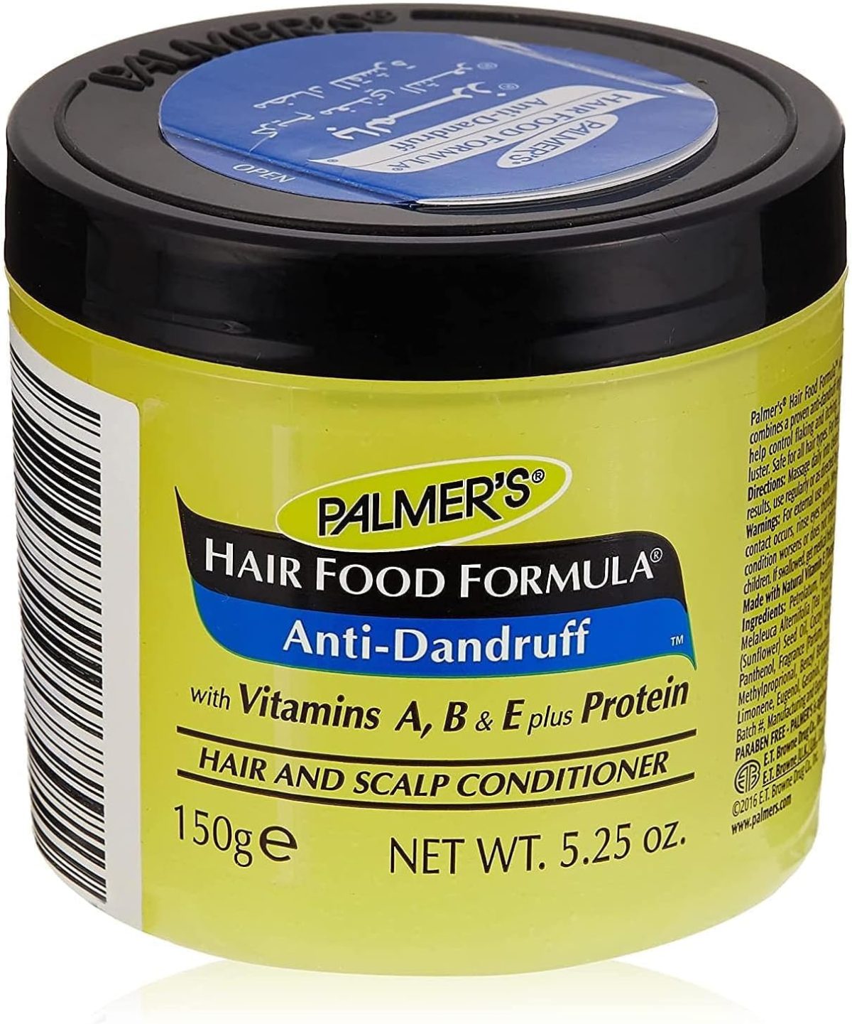 Palmer's Hair Food Formula Anti-Dandruff-Hair & Scalp Conditioner-Vitamin A,B,E Plus Protein-Add Shine & Lustre-Leaves Hair Softer-All hair Types-No Paraben, Sulphate,Dyes, Mineral Oil-150g