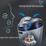 ⁦PUCHEN [Upgraded] Electric Shavers Electric Razor for Men with LED Display, 2000 mAh Shaver Rechargeable USB C for Shaving Face Dry Wet Rotary Shaver (Black)⁩ - الصورة ⁦4⁩
