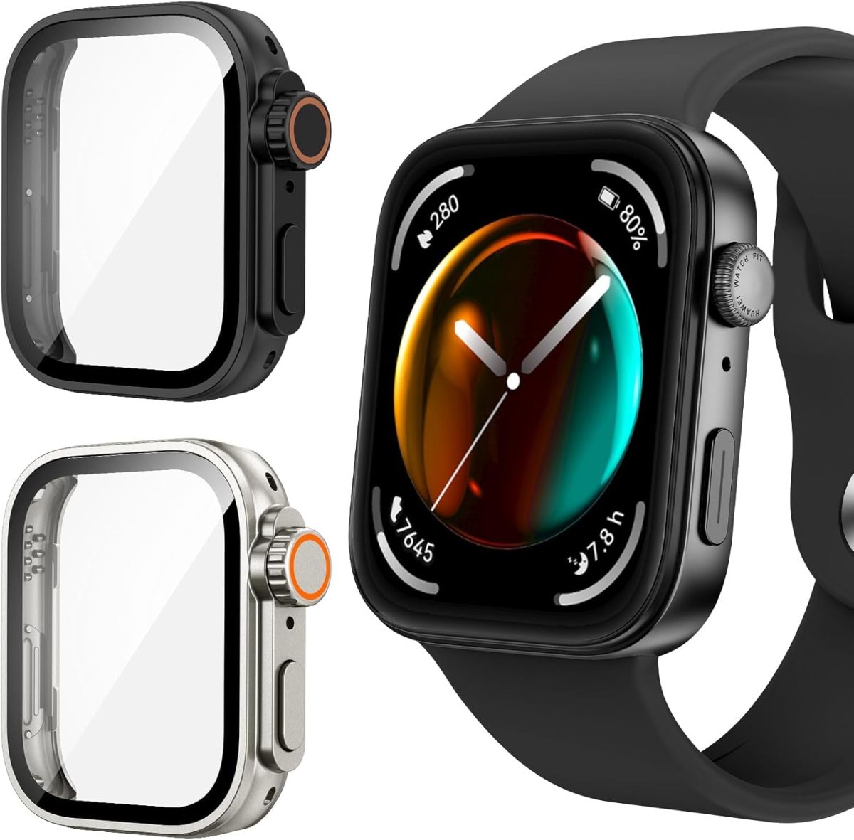 Hepiide 2Pcs Screen Protector Case for Huawei Watch Fit 3, Hard PC Bumper Cover Built-in HD Tempered Glass Screen Protector Shell Cover Full Coverage Protective Case for Huawei Watch Fit 3