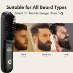 ⁦Beard Straightener for Men, Anti-Scald Heated Beard Brush, Portable Cordless Hair Straightener, Electric Hot Comb 3 Temp Settings, Ionic Mini Straightener for Home and Travel⁩ - الصورة ⁦6⁩