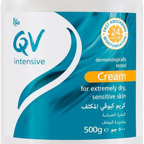 QV Intensive Moisturizing Cream, 500g - Hydrating Relief for Dry and Sensitive Skin, Fragrance-Free, Dermatologist Recommended