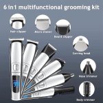 ⁦Eacam 6 in 1 Men Hair Clipper Set Beard Shaver Electric Body Hair Trimmer Nose Trimmer Haircut Kit Waterproof Fully Washable, body Hair Trimmer Body Grooming Kit for Man⁩ - الصورة ⁦3⁩