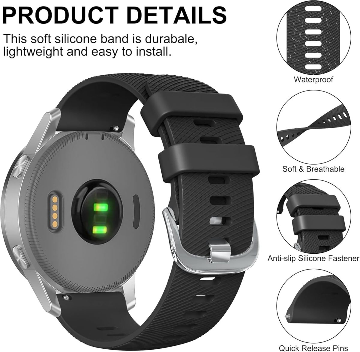 ⁦Silicone Band for Huawei Watch GT4/5 41mm Strap,18mm New Soft Silicone Loop Strap for Huawei GT4 /5 41mm Huawei GT 5 pro 42mm Women Men⁩ - الصورة ⁦2⁩