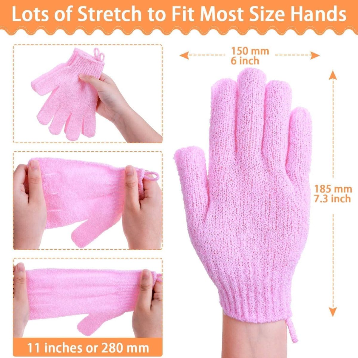 ⁦ECVV 12 Pairs Exfoliating Bath Gloves,Made of 100% NYLON, 12 Colors Double Sided Exfoliating Gloves for Beauty Spa Massage Skin Shower Scrubber Bathing Accessories | RANDOM COLOR |⁩ - الصورة ⁦2⁩