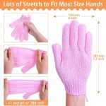 ⁦ECVV 12 Pairs Exfoliating Bath Gloves,Made of 100% NYLON, 12 Colors Double Sided Exfoliating Gloves for Beauty Spa Massage Skin Shower Scrubber Bathing Accessories | RANDOM COLOR |⁩ - الصورة ⁦2⁩