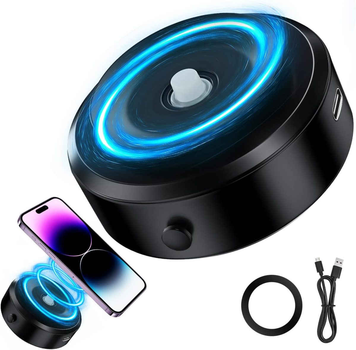 Necomi Electric Vacuum Magnetic Suction Phone Mount, HandsFree Magnetic Car Phone Holder, Double-Sided Phone Holder Compatible with Car Dashboard Installation, Smooth Surface, Phone, Phone Tablet