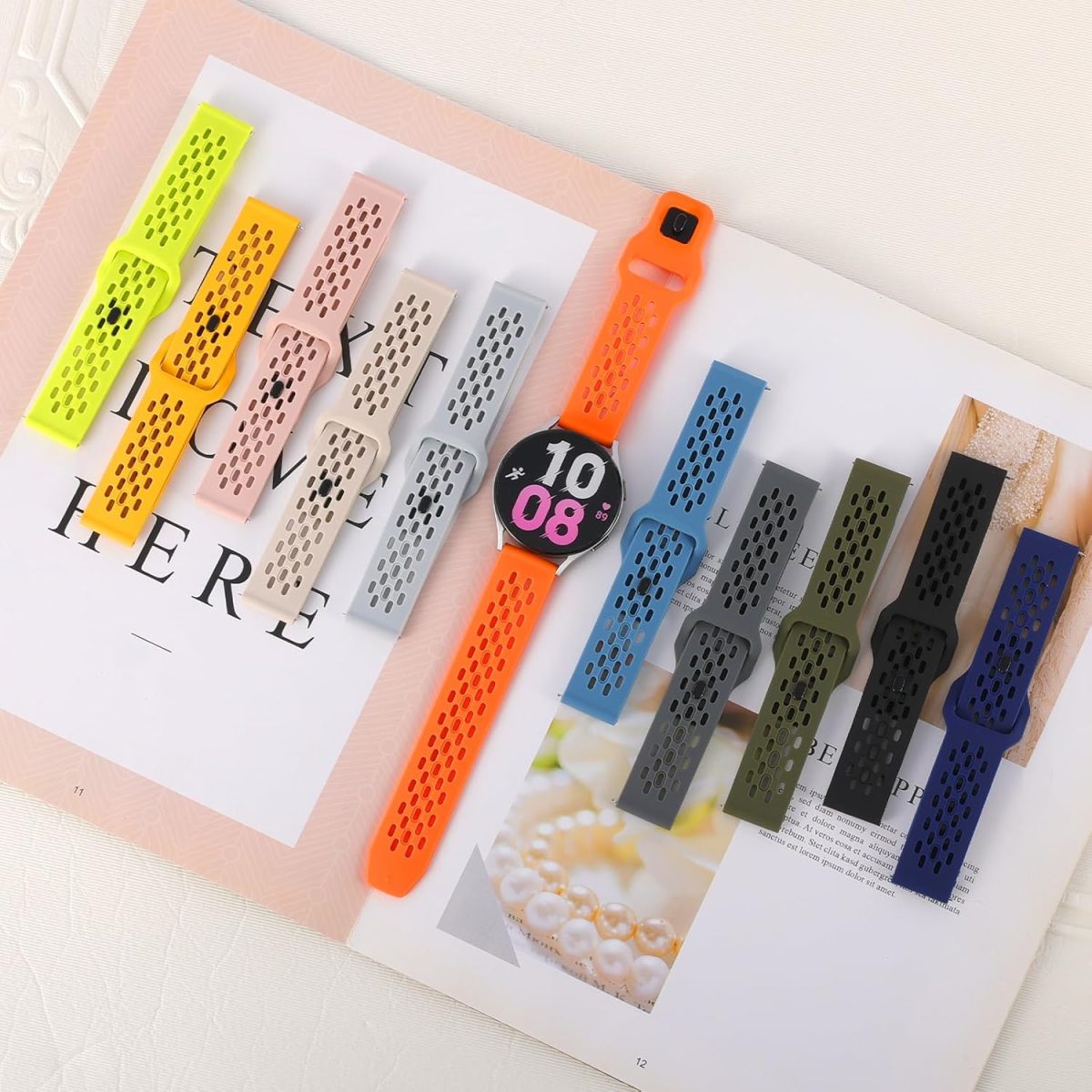⁦VEMIGON Breathable Bands Compatible with Samsung Galaxy Watch 7/6/5/4 Band 40mm 44mm/Galaxy Watch 6/4 Classic 47mm 43mm 46mm 42mm/Watch 5 pro 45mm, 20mm Silicone Sport Replacement Strap⁩ - الصورة ⁦7⁩