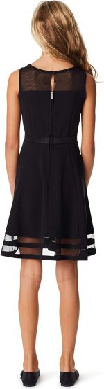 ⁦Calvin Klein Girls Sleeveless Party Dress, Fit and Flare Silhouette, Round Neckline & Back Zip Closure Special Occasion Dress⁩ - الصورة ⁦4⁩