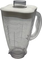 ⁦joystar Replacement 5 Cup Clover Shape Glass Blender Jar 084036-000-000 with lid and blade, Compatible with Oster blender(white lid+ blade set, Glass)⁩ - الصورة ⁦2⁩