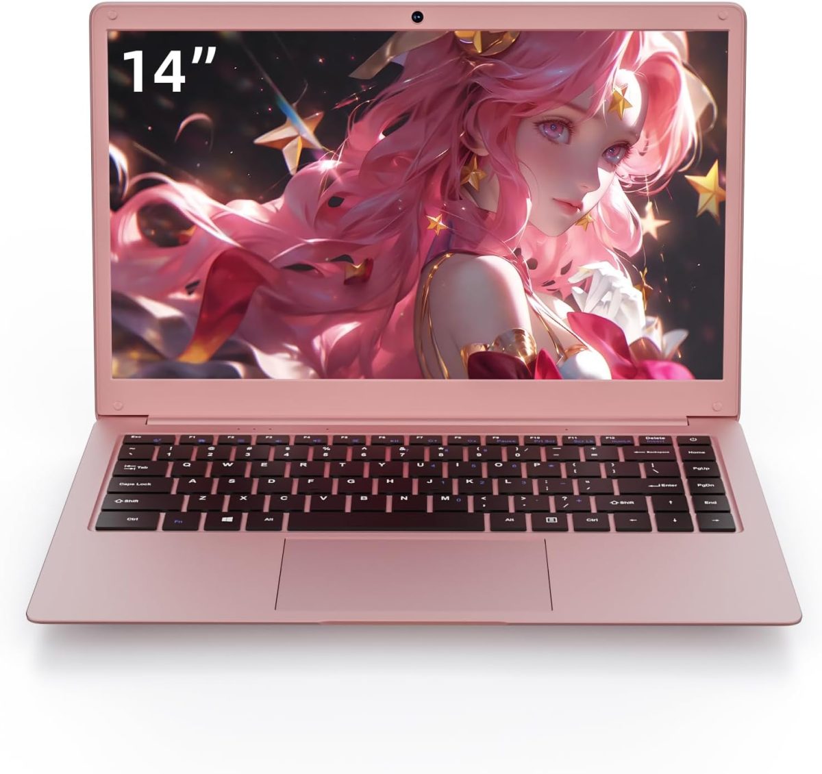 PONKLOIE Laptop Computer, 14" Windows Laptops 8GB RAM DDR4 128GB SSD Storage, Pink Laptop Celeron N4000 Processors, HD Screen Display Windows 11 for School Students Business (Pink-14“-Z141)