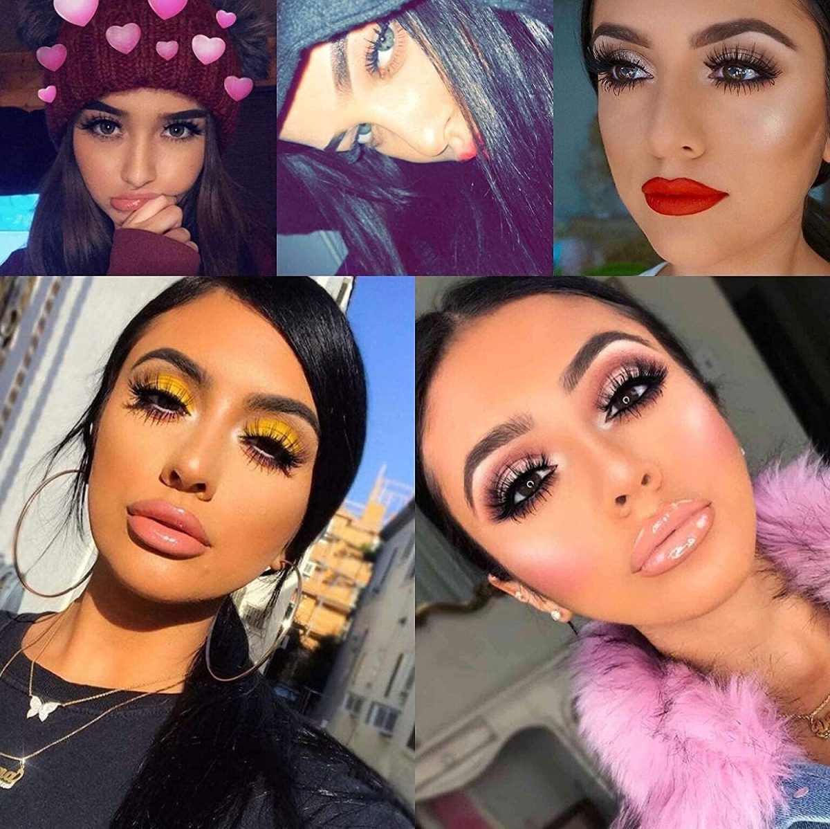 ⁦Khazna False Eyelashes, 5 Pairs Japanese Style Makeup Thick Eyelash Extension, Cosplay Makeup Eyelashes, Reusable Handmade Lashes for Eye Makeup⁩ - الصورة ⁦3⁩