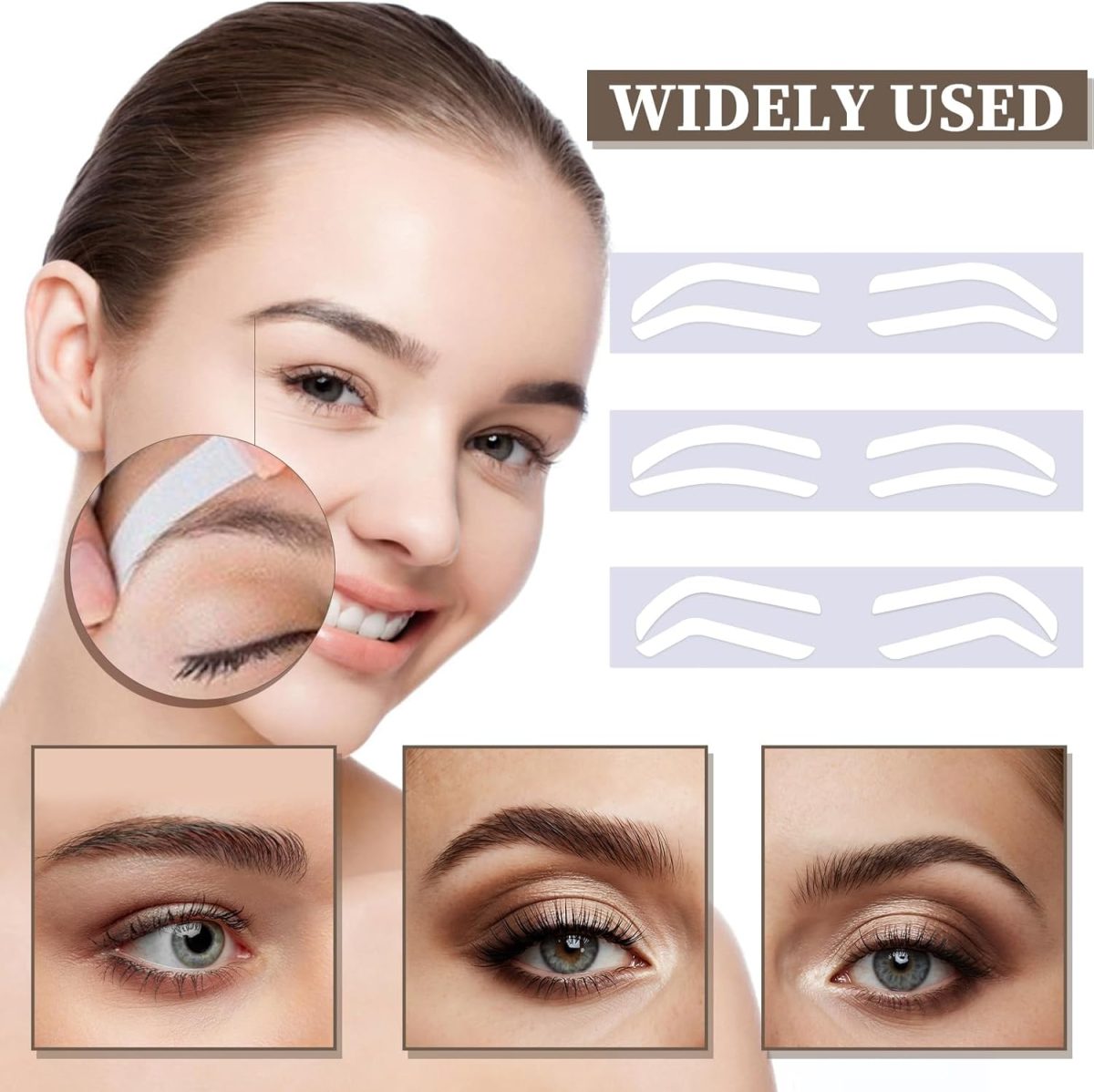 ⁦24Pairs Eyebrow Stencil Stickers Disposable, Adhesive Eye Brow Stencils for Women, Airbrush Eyebrow Stencils, Mapping Guides Brow Template for Tinting Makeup, 3Shapes Eyebrow Tape Stripsf⁩ - الصورة ⁦4⁩